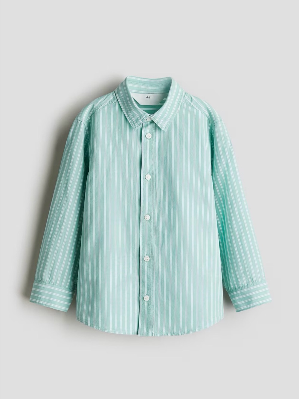 H&M Boys Size 9-10 Light Mint Striped Button-Down Shirt